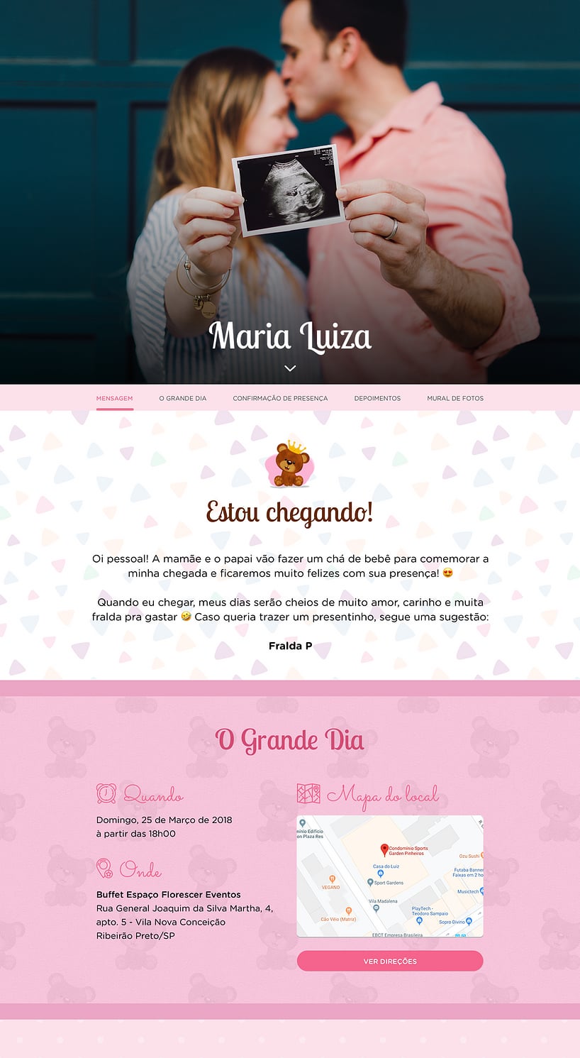 Convite online de aniversário - Ursinho rosa| FestaLab