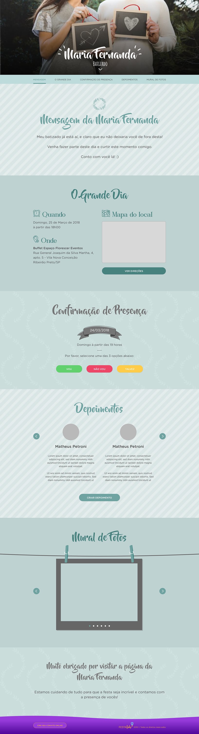 Convite Online Batizado - Coroa de Louros | FestaLab