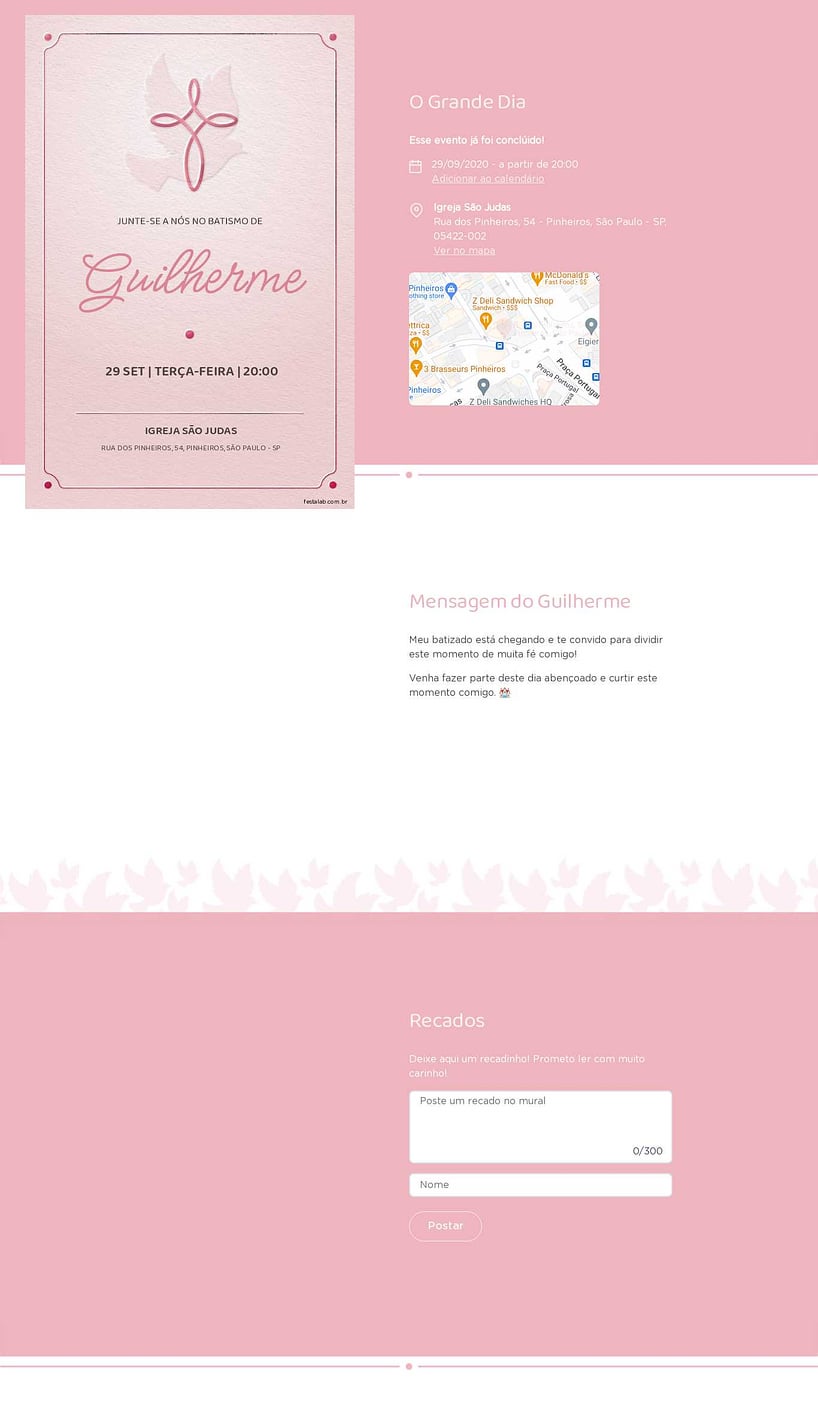 Vibe de Batizado - Cruz minimalista rosa