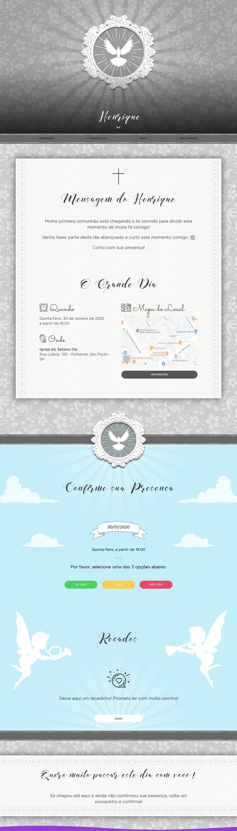 Convite Online Batizado - Espírito Santo | FestaLab