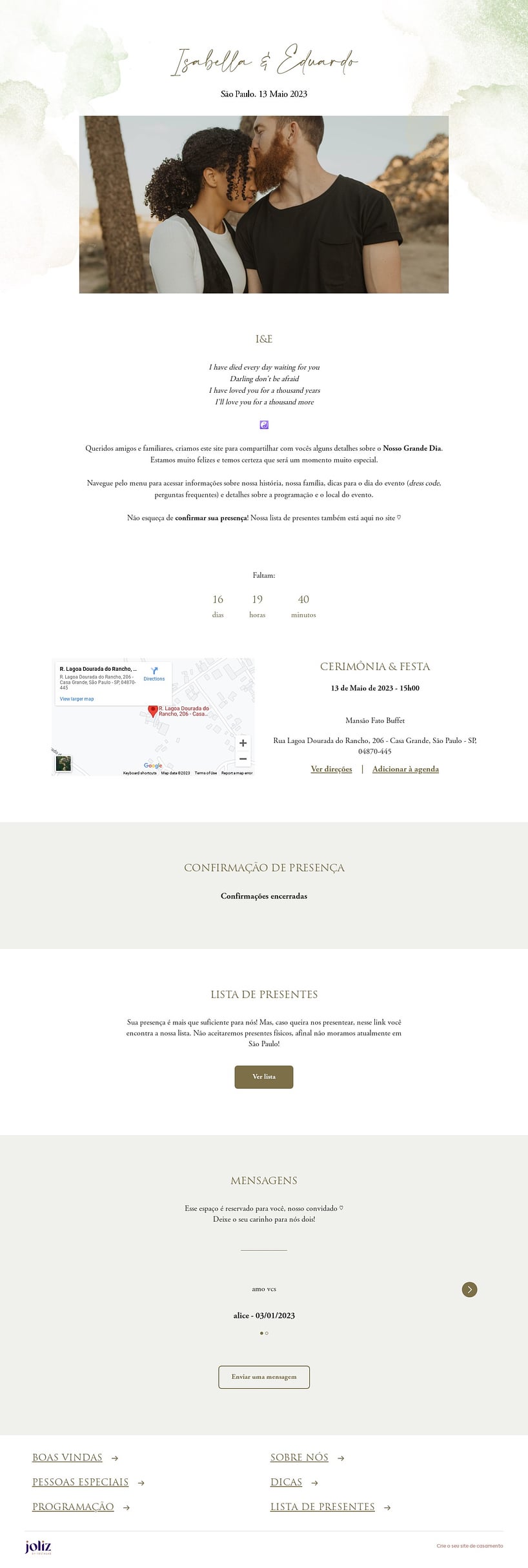Crie seu site de Casamento - Rústico delicado| FestaLab