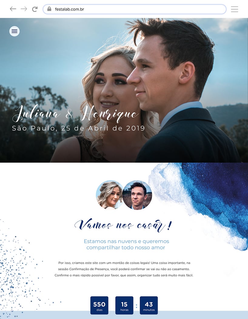 Crie seu site de Casamento - Aquarela Azul| FestaLab