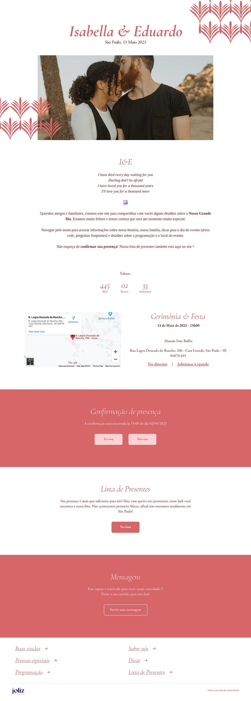 Crie seu site de Casamento - Arabescos vermelho| FestaLab