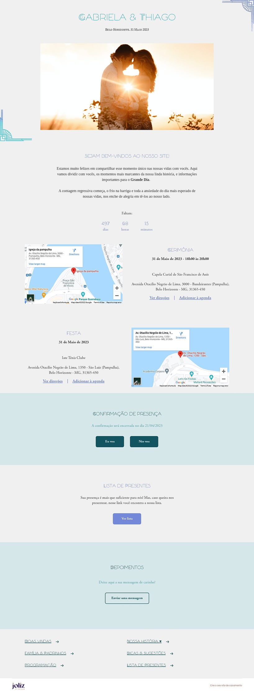 Crie seu site de Casamento - Art Deco Azul Lilás| FestaLab