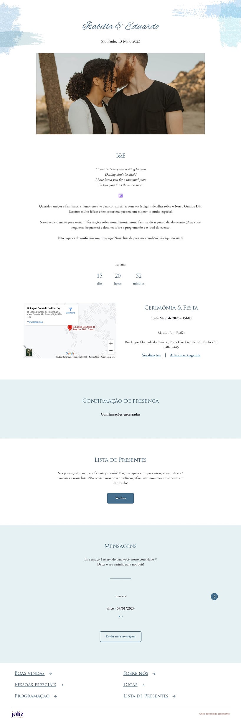 Crie seu site de Casamento - Mar Aquarelado| FestaLab