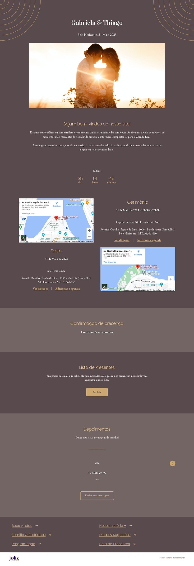 Crie seu site de Casamento - Circulo minimalista marrom| FestaLab