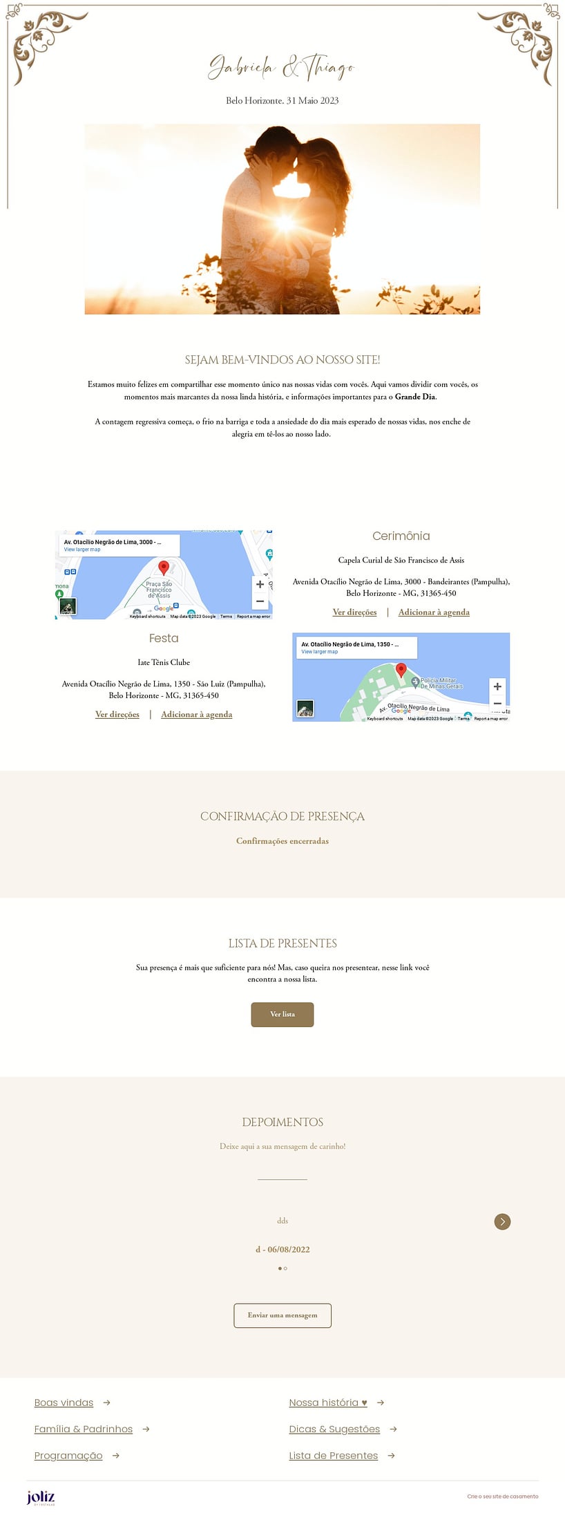 Crie seu site de Casamento - Elegância em arabescos| FestaLab