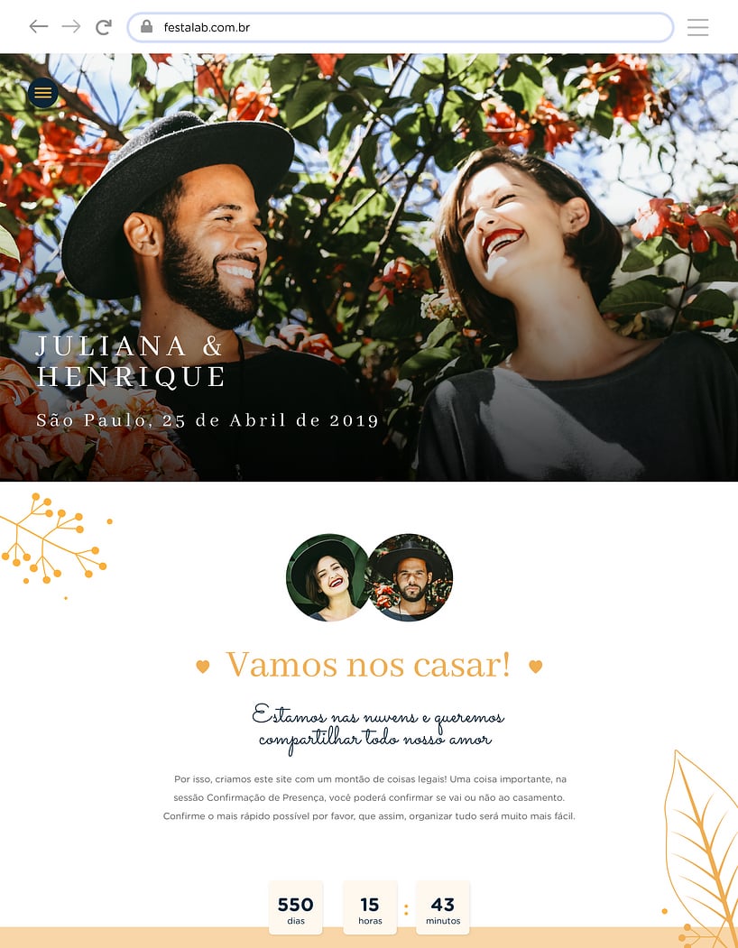 Crie seu site de Casamento - Elegante Moderno Azul| FestaLab