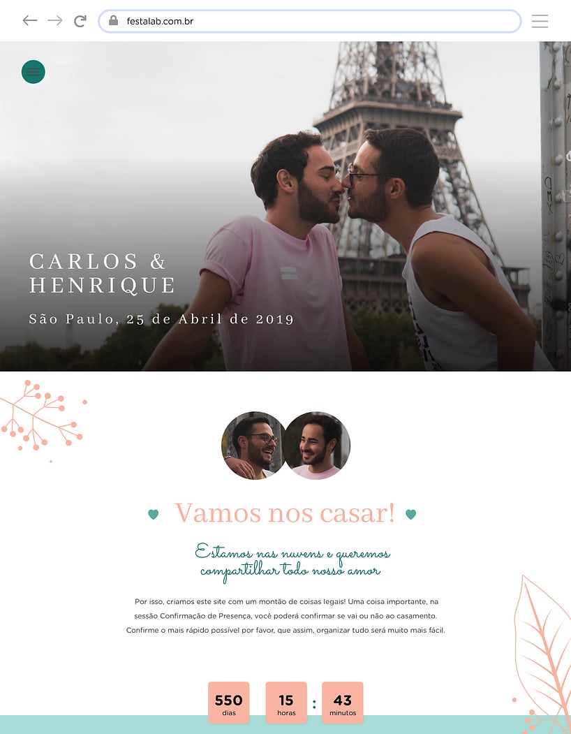 Crie seu site de Casamento - Elegante Moderno Verde| FestaLab