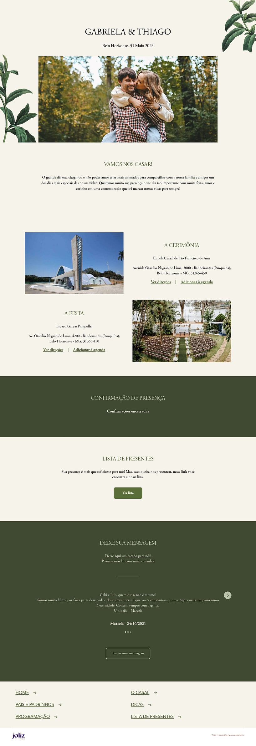 Crie seu site de Casamento - Folhagem Moderno| FestaLab