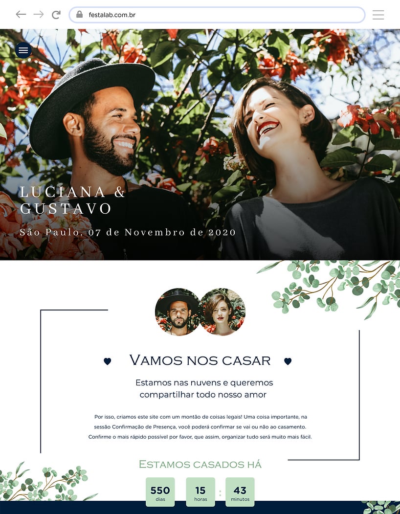 Crie seu site de Casamento - Folhas| FestaLab