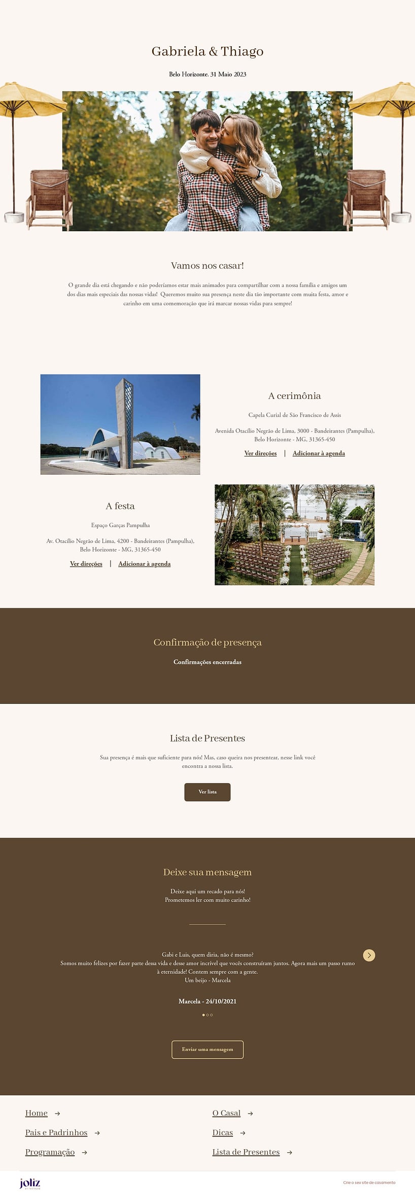 Crie seu site de Casamento - Guarda Sol Amarelo| FestaLab