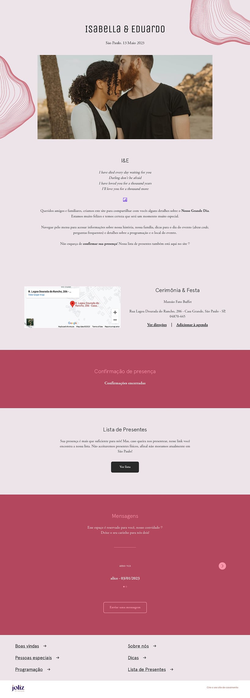Crie seu site de Casamento - Linhas marsala| FestaLab