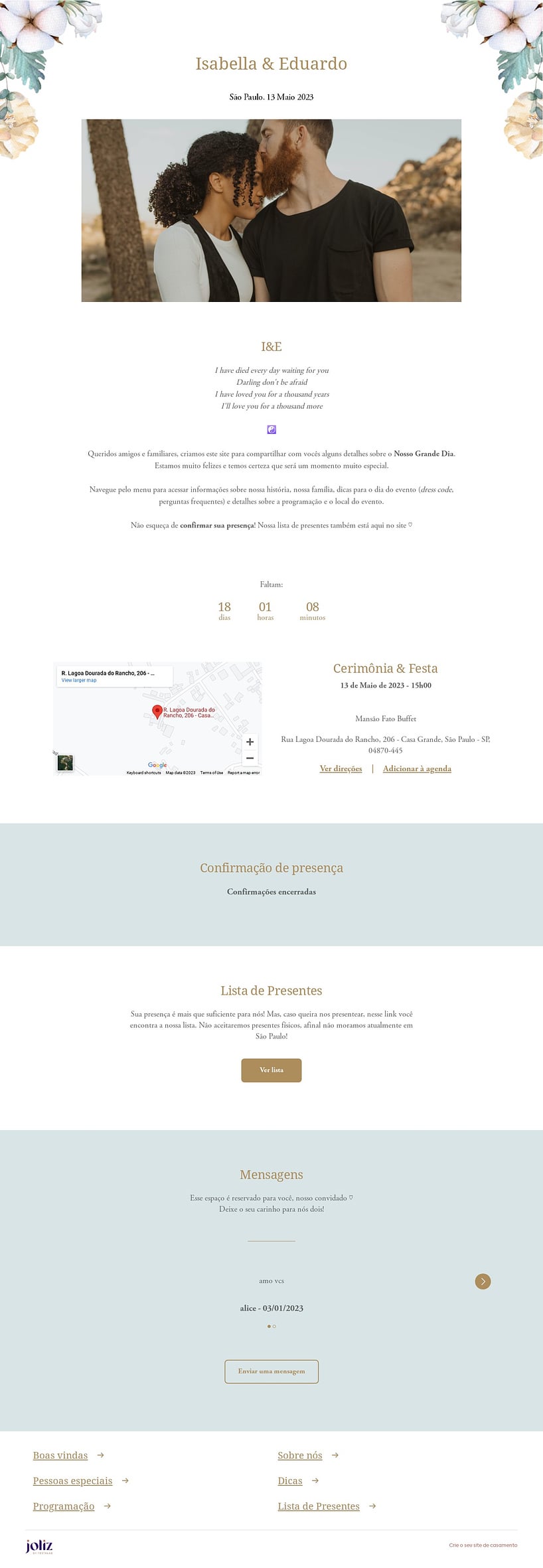 Crie seu site de Casamento - Lirios & Flores| FestaLab