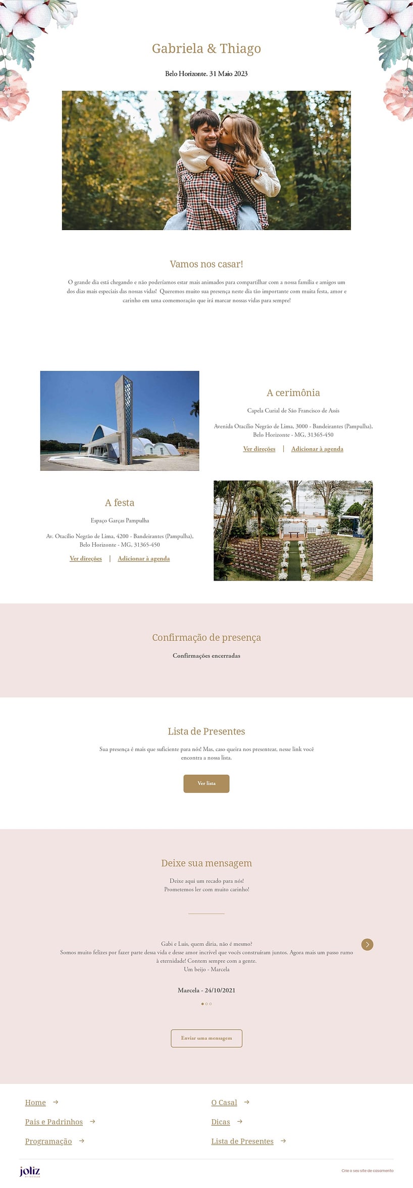 Crie seu site de Casamento - Lirios e Flores rosas| FestaLab