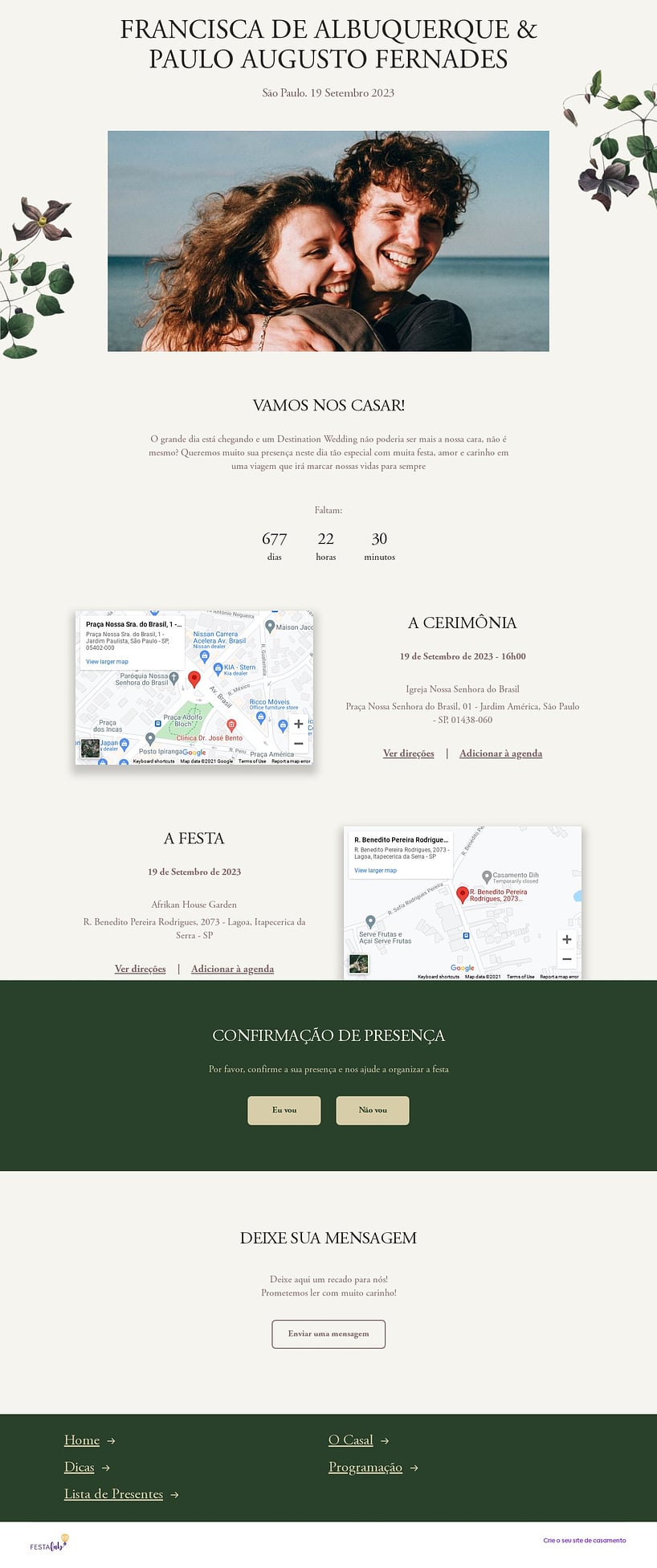 Crie seu site de Casamento - Minimalista Bouquê| FestaLab
