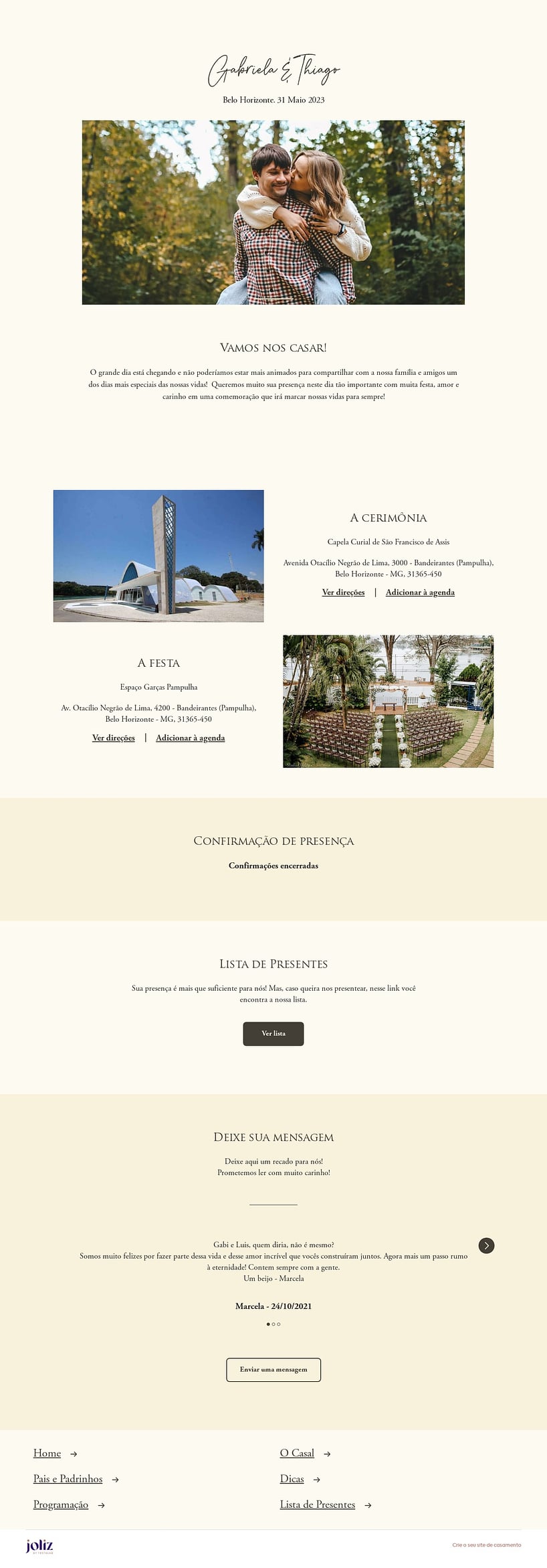 Crie seu site de Casamento - Minimalista Creme| FestaLab