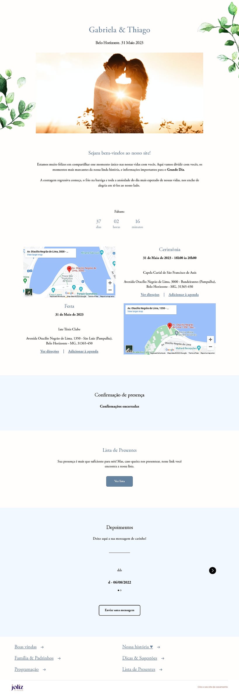 Crie seu site de Casamento - Minimalista Floral| FestaLab