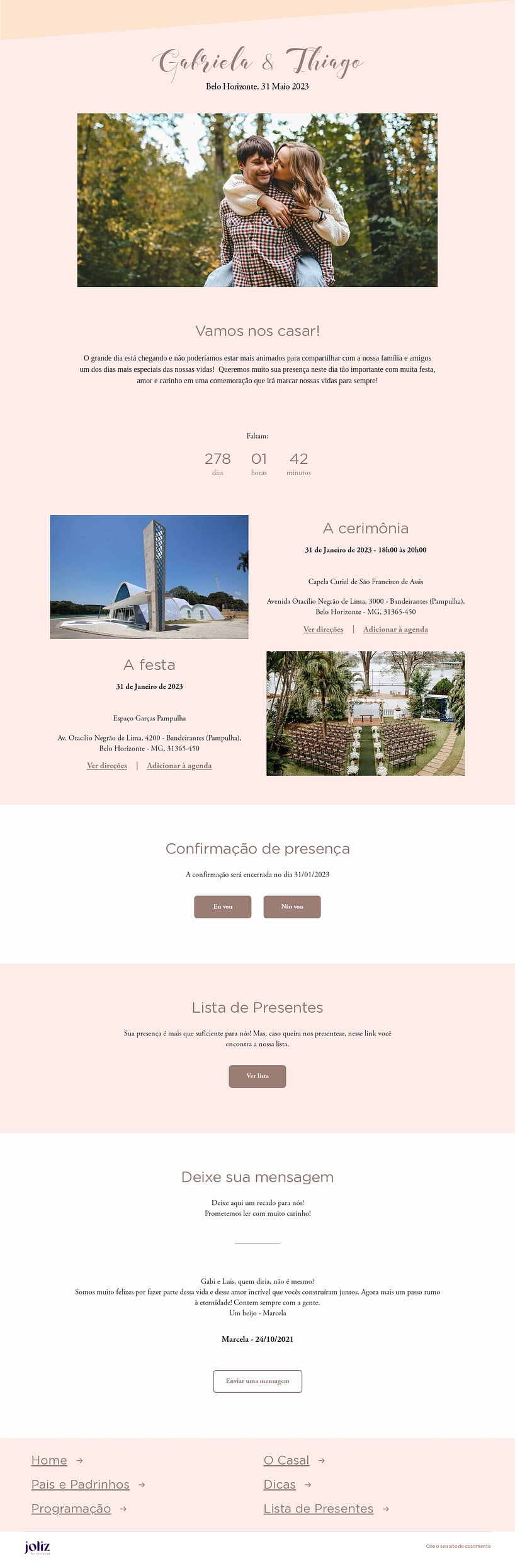 Crie seu site de Casamento - Minimalista rosa| FestaLab