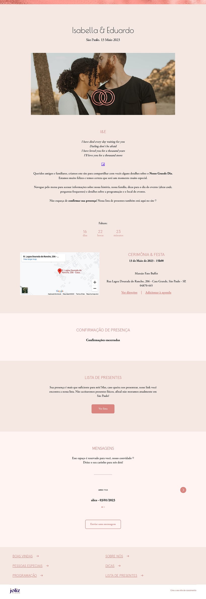 Crie seu site de Casamento - Minimalista Rose Gold| FestaLab