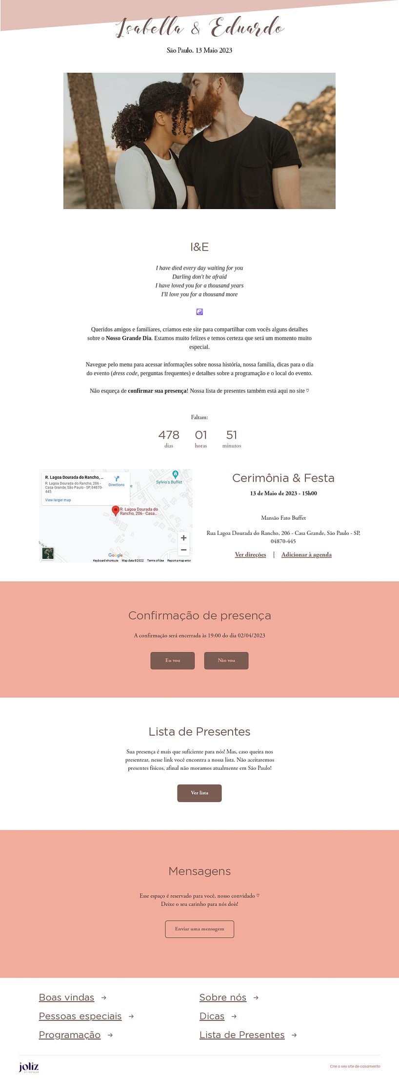 Crie seu site de Casamento - Minimalista terracota| FestaLab