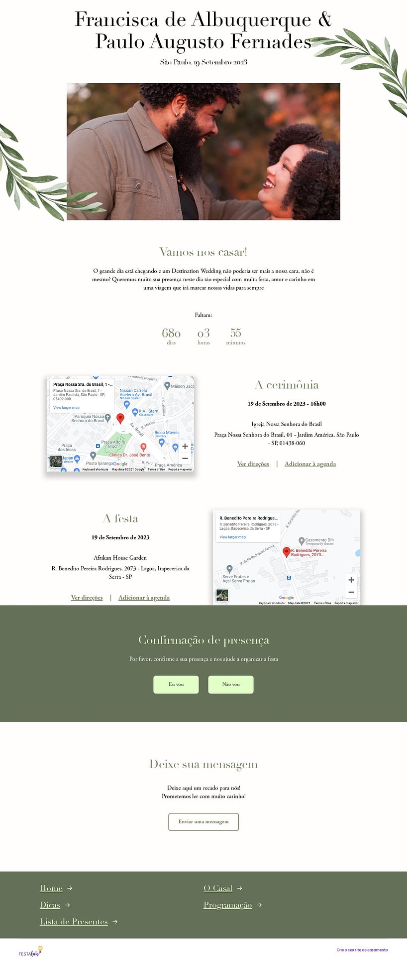 Crie seu site de Casamento - Rústico delicado| FestaLab
