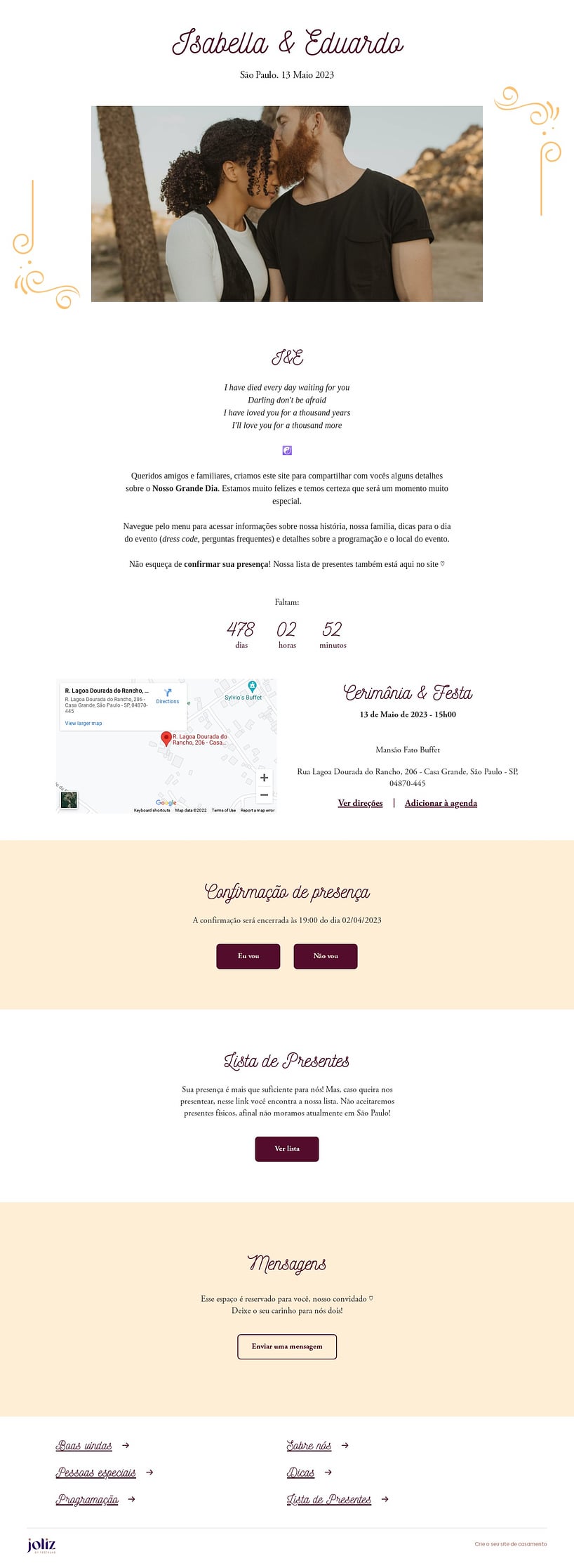 Crie seu site de Casamento - Ornamental Marsala| FestaLab