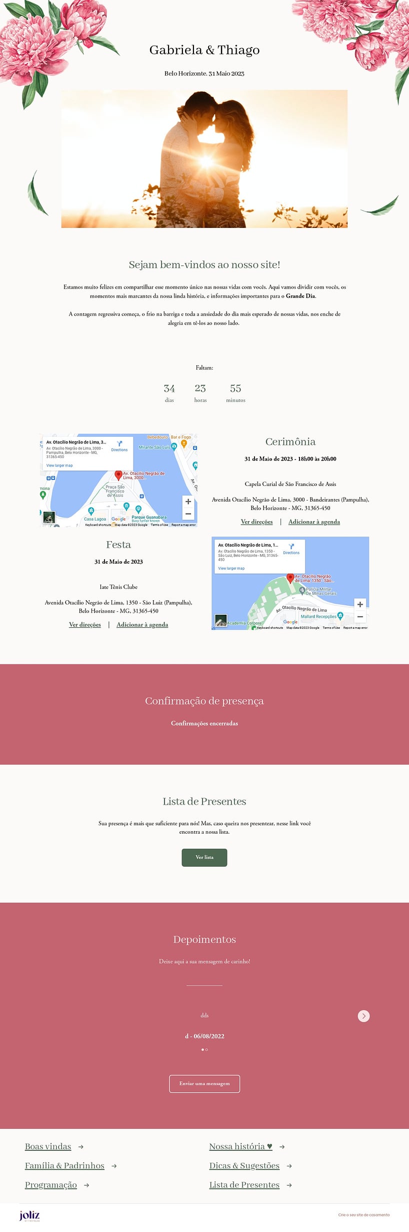 Crie seu site de Casamento - Peônias aquarelada| FestaLab