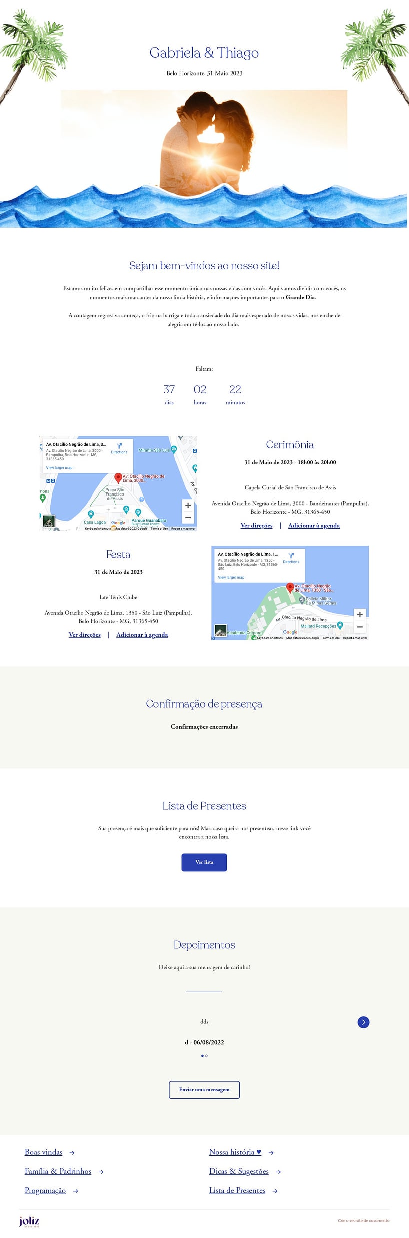 Crie seu site de Casamento - Praia Aquarela| FestaLab