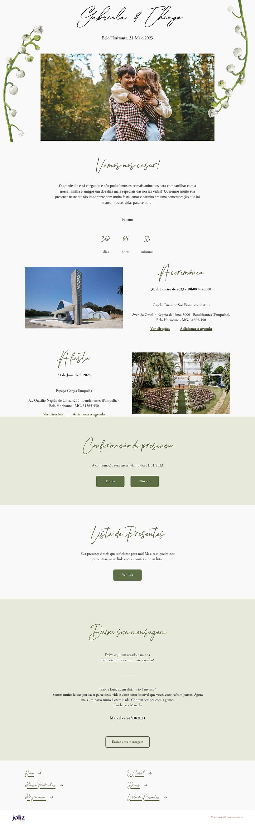 Crie seu site de Casamento - Ramo de lírio| FestaLab