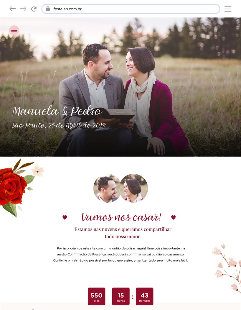 Crie seu site de Casamento - Rosas| FestaLab