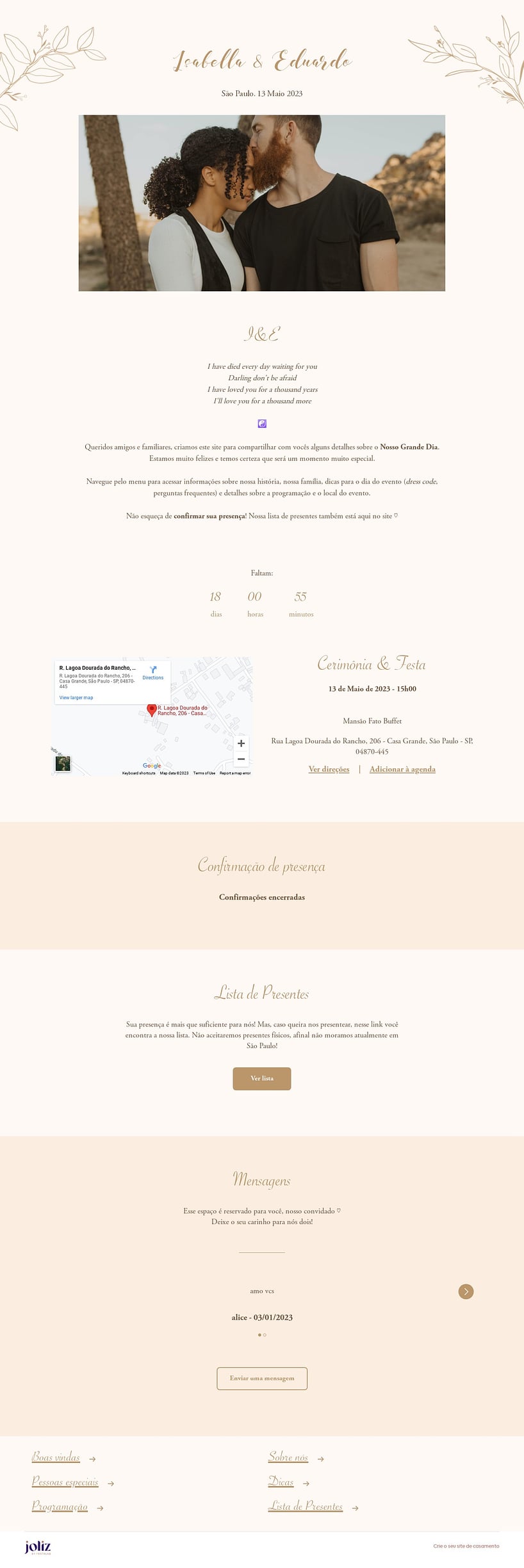 Crie seu site de Casamento - Rústico delicado| FestaLab