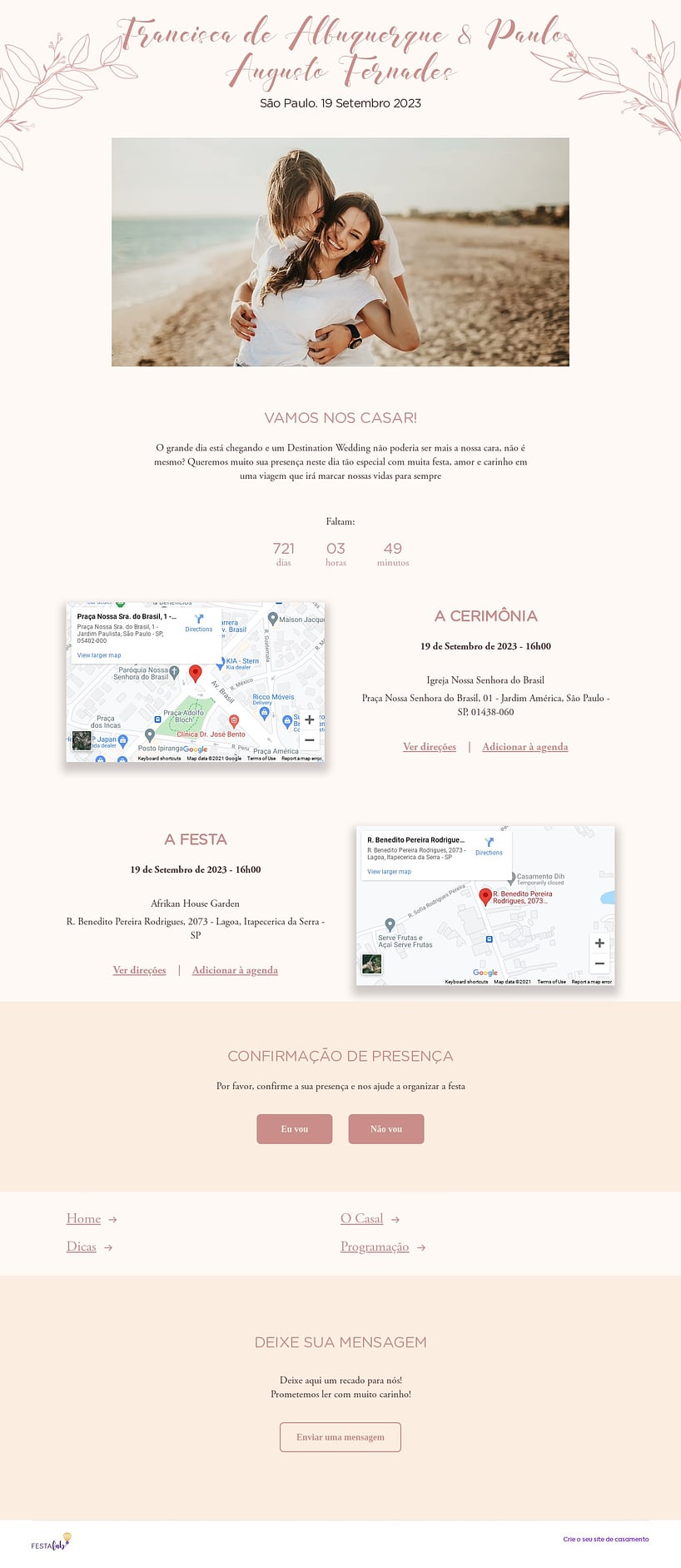 Crie seu site de Casamento - Rústico delicado| FestaLab