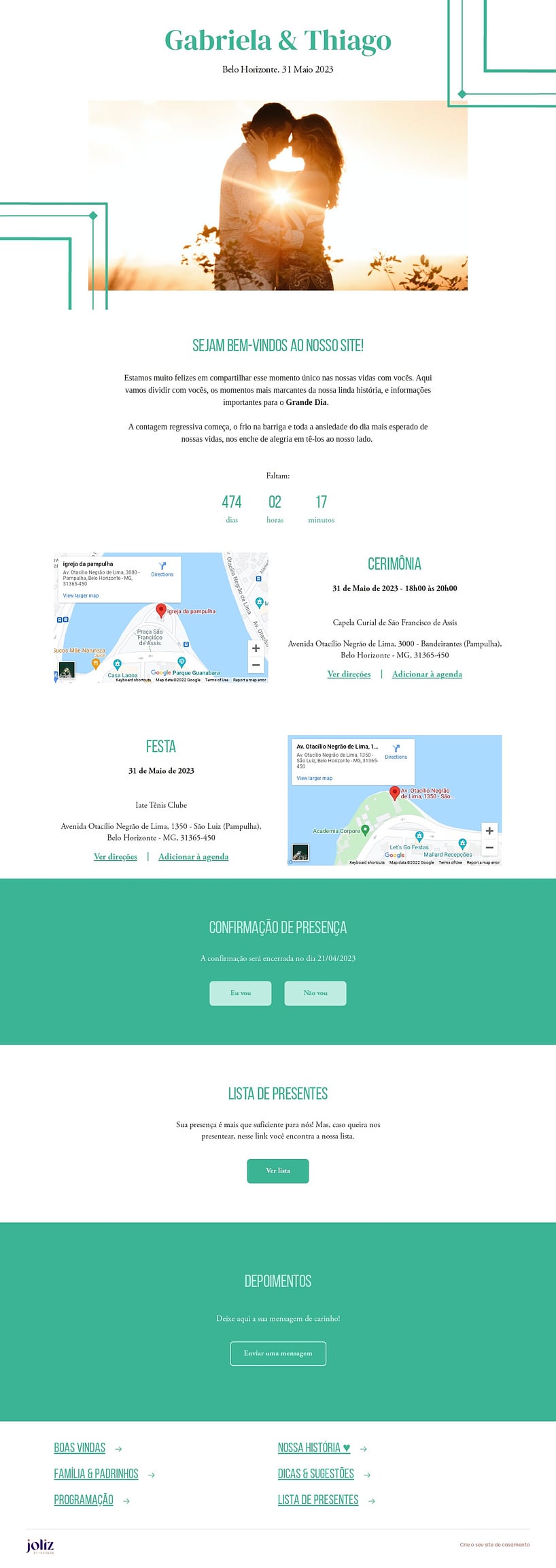 Crie seu site de Casamento - Traços minimalistas verde| FestaLab