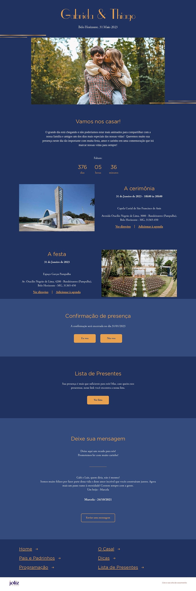 Crie seu site de Casamento - Vintage Azul Marinho| FestaLab