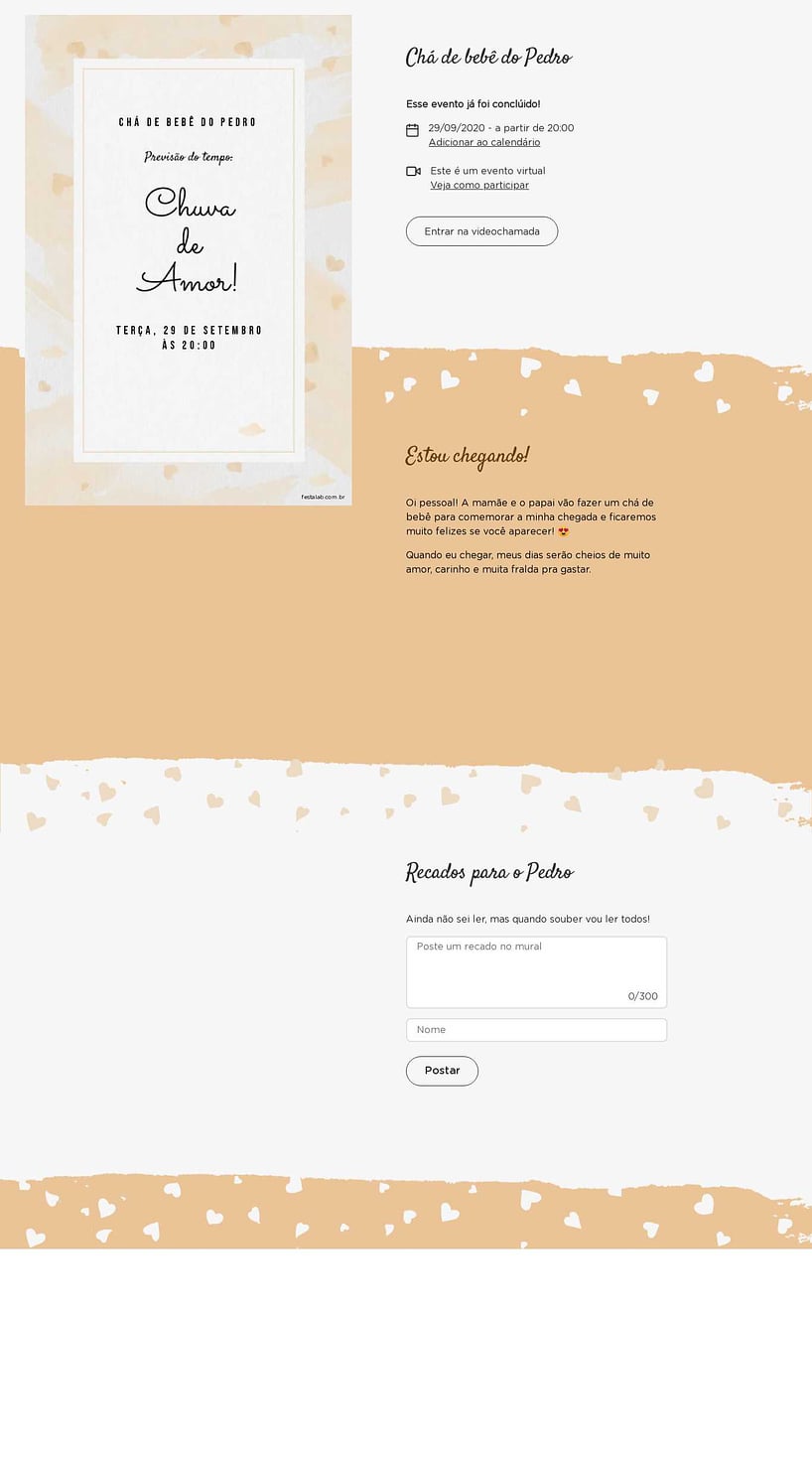 Convite Online Chá de bebê - Chuva de Amor Aquarela Amarelo | FestaLab