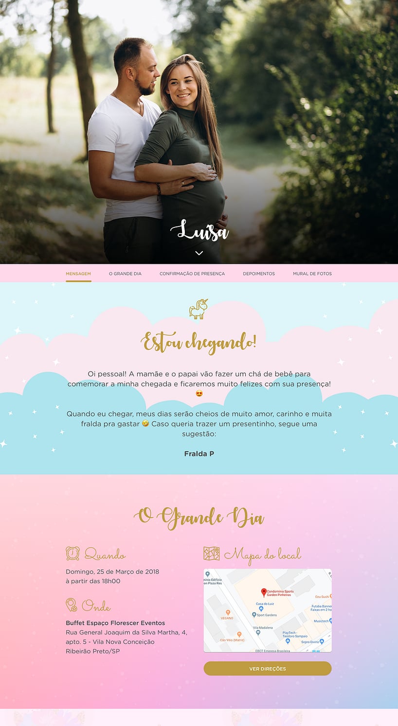 Convite Online Chá de bebê - Coroa de Unicórnio | FestaLab