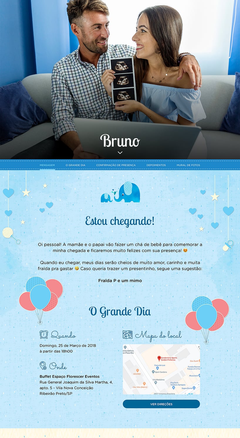 Convite Online Chá de bebê - Elefantinho de Bolinhas: Azul | FestaLab