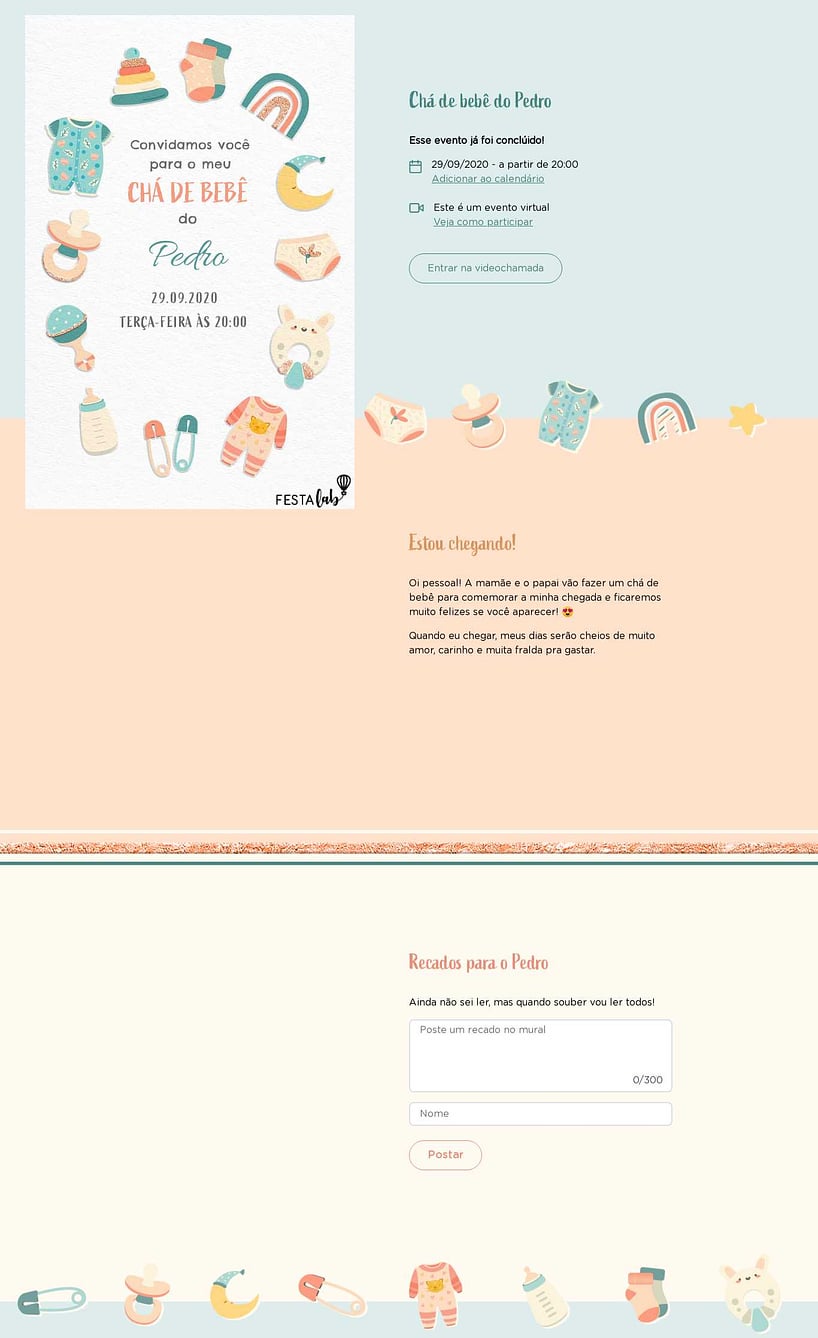 Convite Online Chá de bebê - Enxoval do amor | FestaLab
