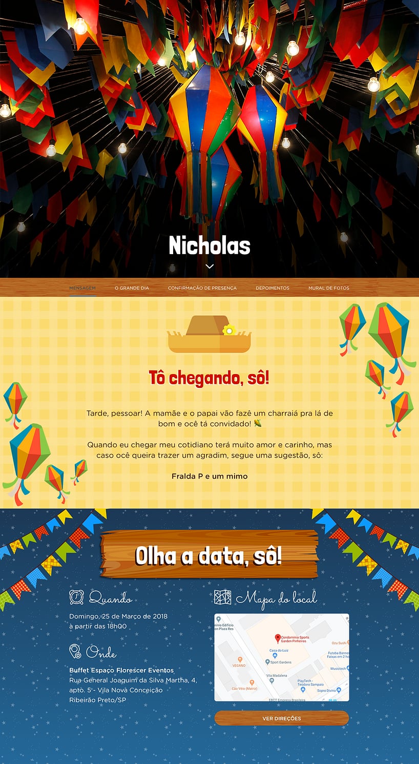 Convite Online Chá de bebê - Festa Junina | FestaLab