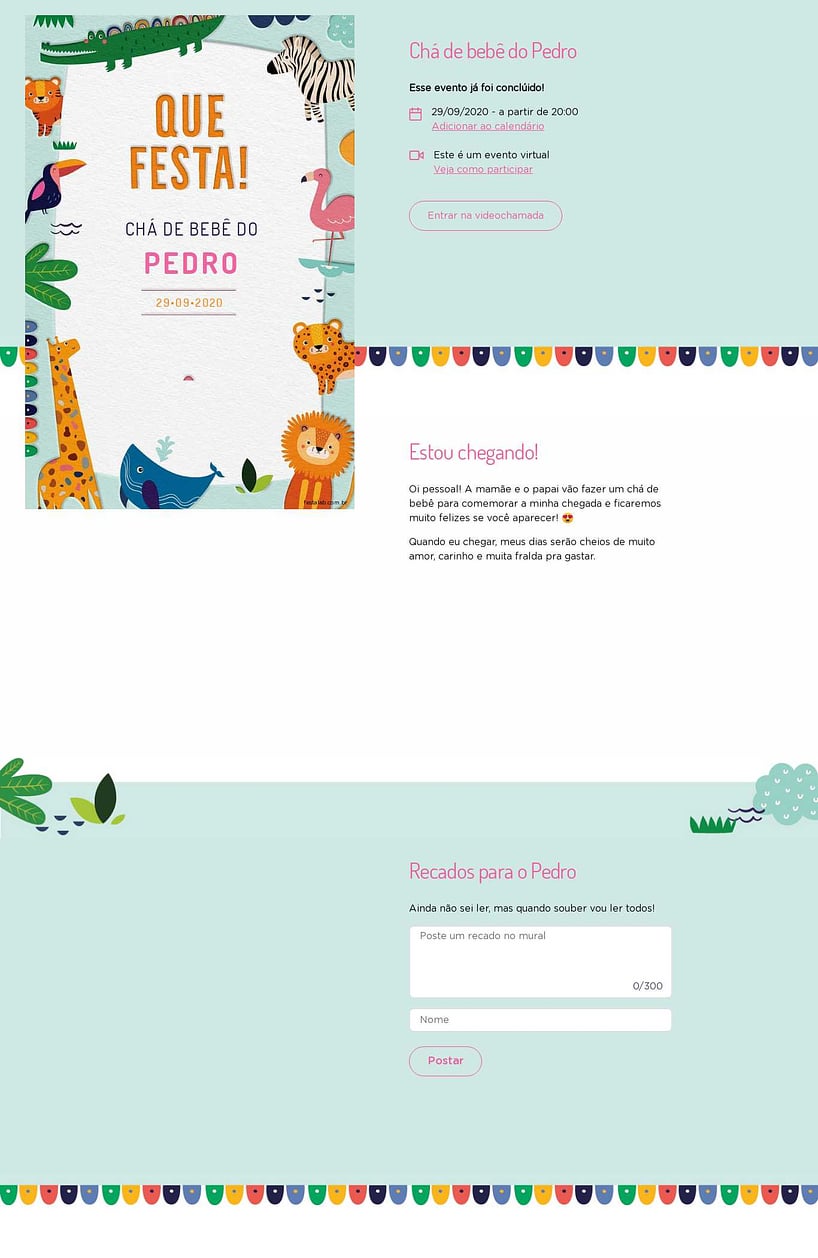 Convite Online Chá de bebê - Safari Baby Colorido | FestaLab
