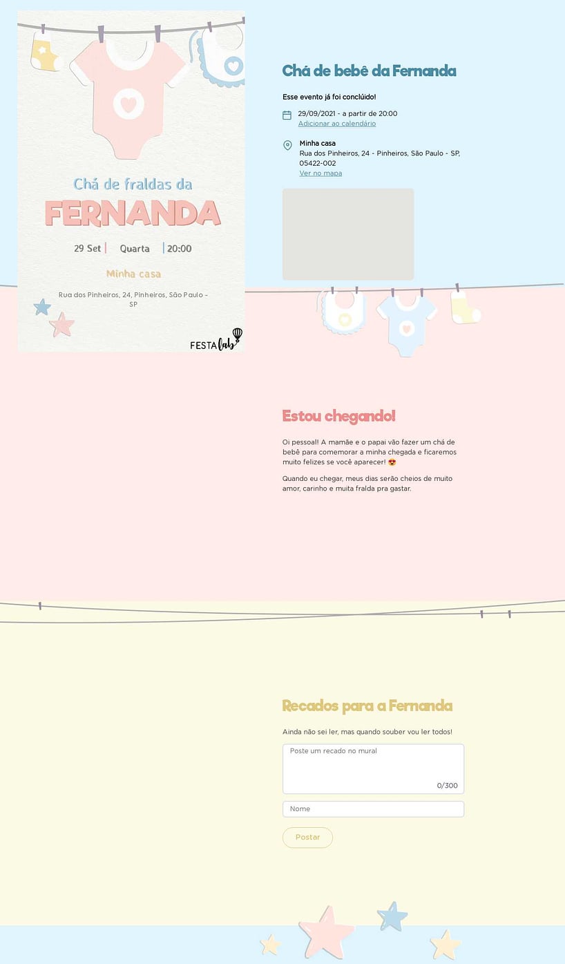 Convite Online Chá de fraldas - boas-vindas rosa | FestaLab