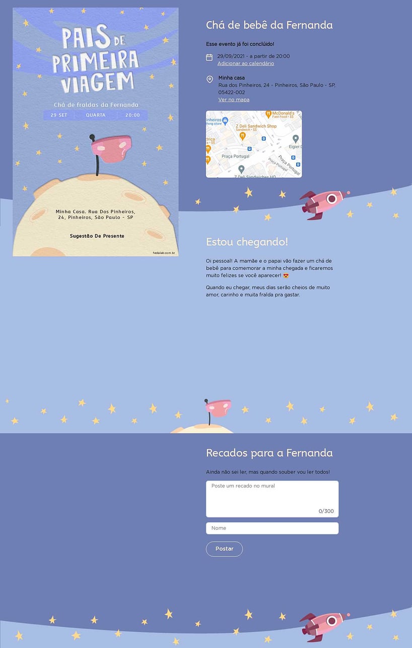 Convite Online Chá de fraldas - Pais de Primeira Viagem | FestaLab