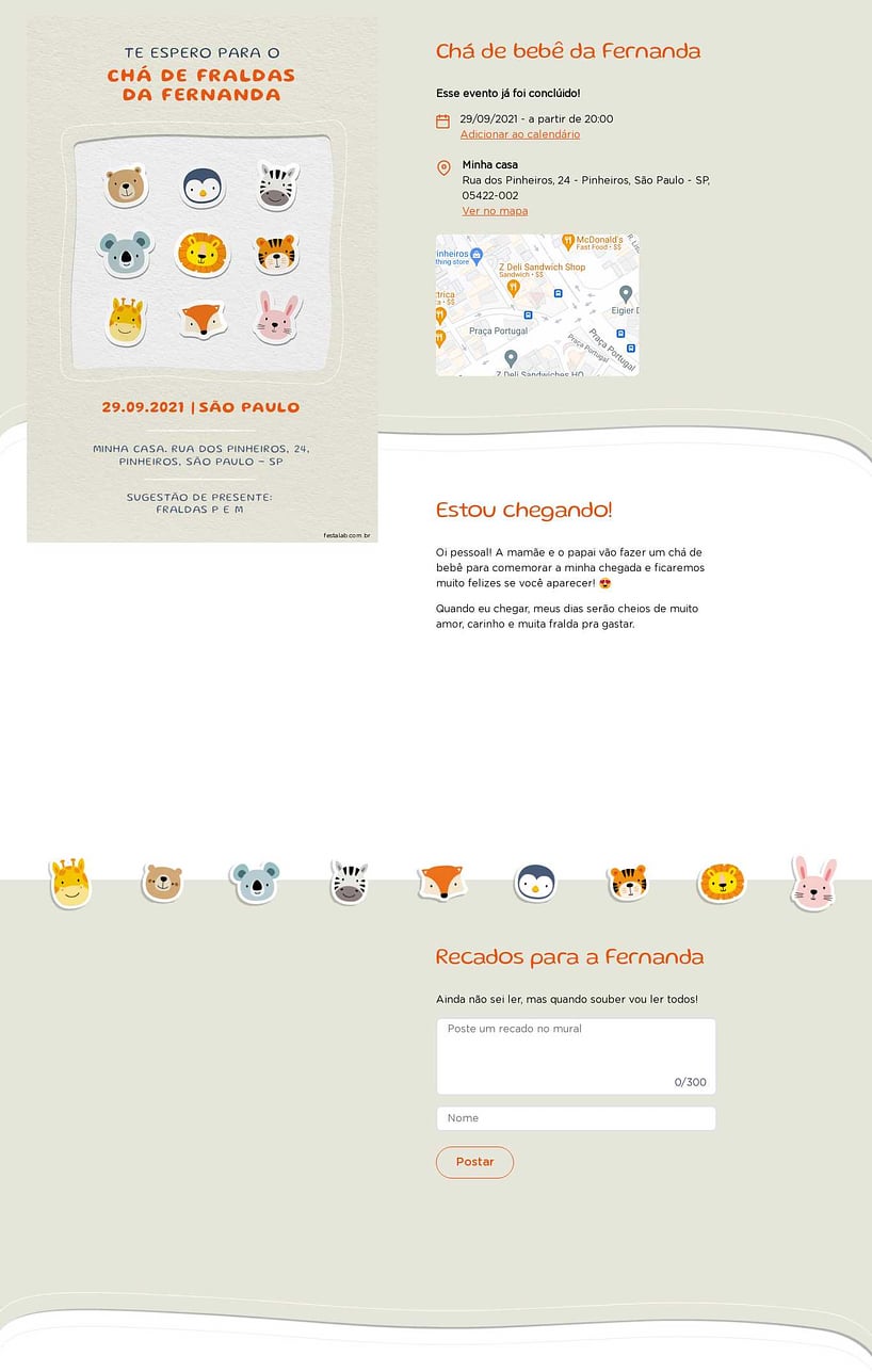 Convite Online Chá de fraldas - Safari Baby | FestaLab