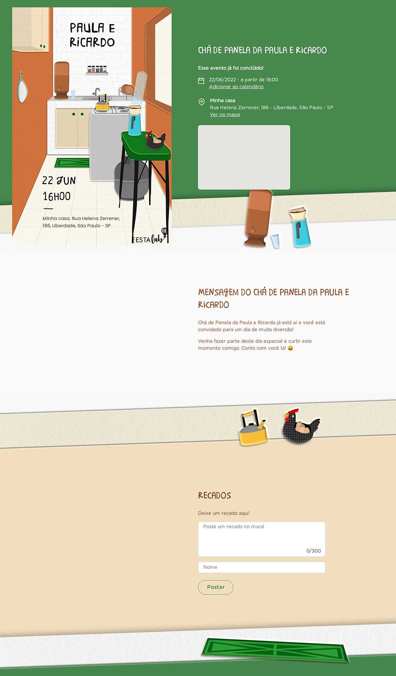 Criar convite online chá de panelas - Casa Brasil Laranja| FestaLab