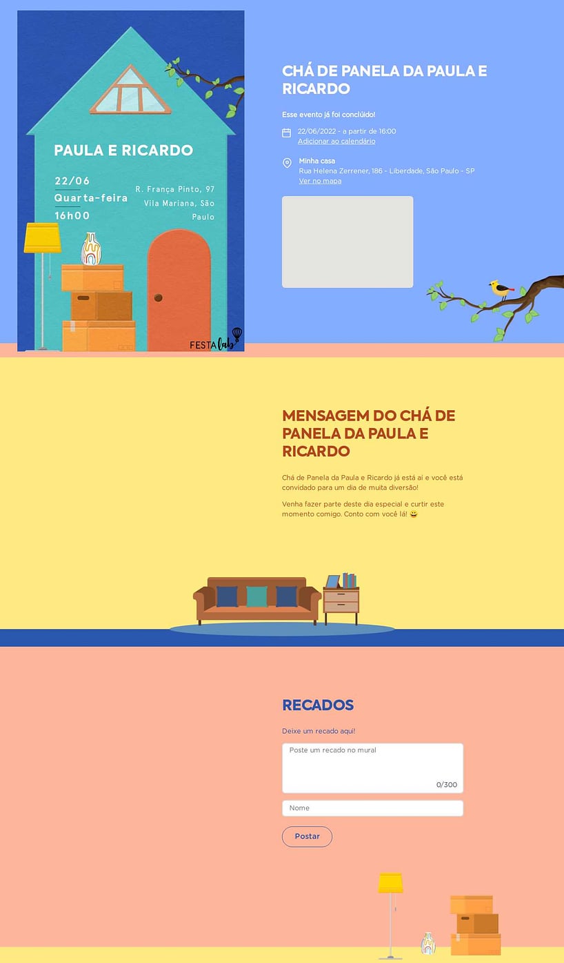 Criar convite online chá de panelas - Chá de Casa Nova| FestaLab