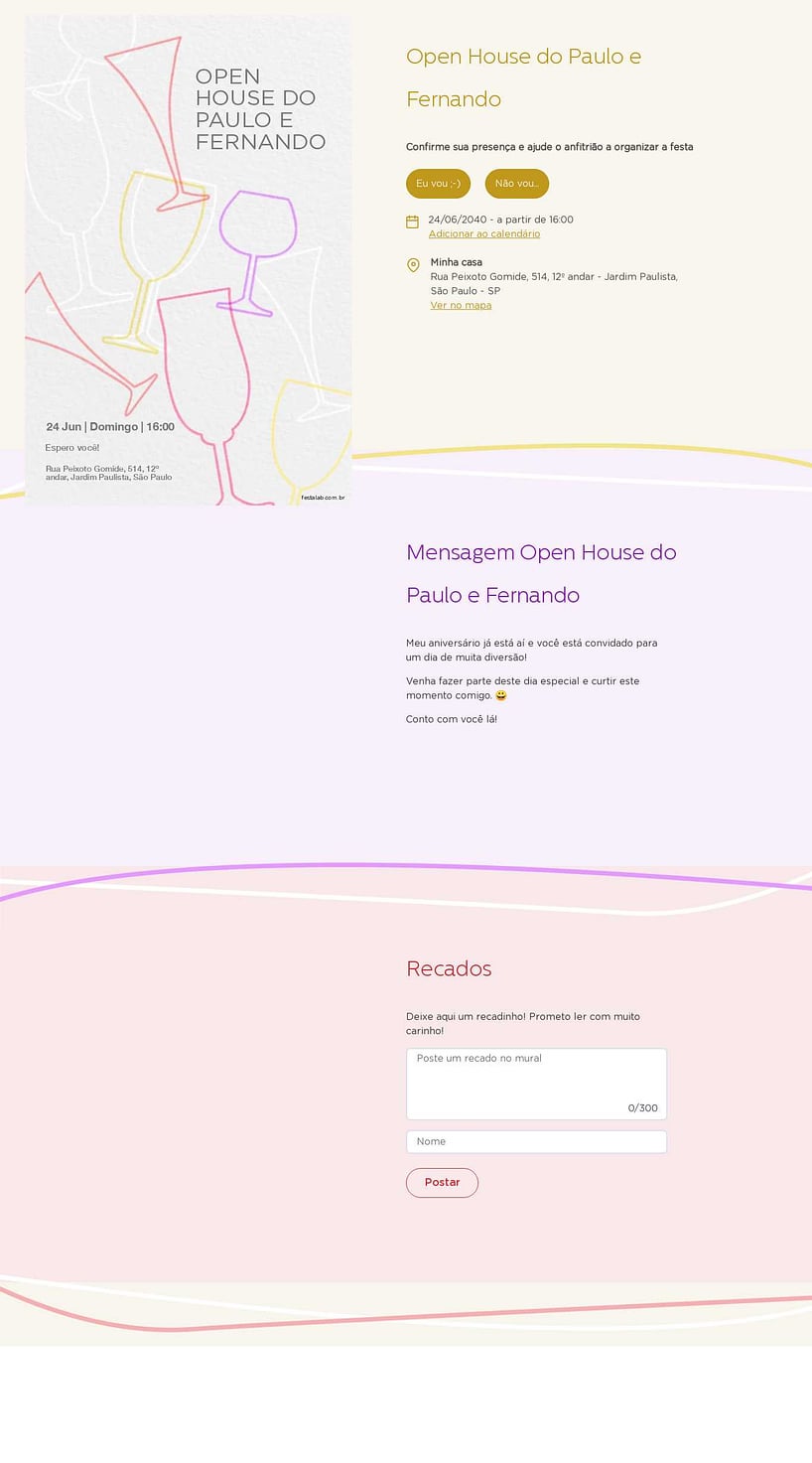 Convite Online Ocasiões especiais - Coqueteis | FestaLab
