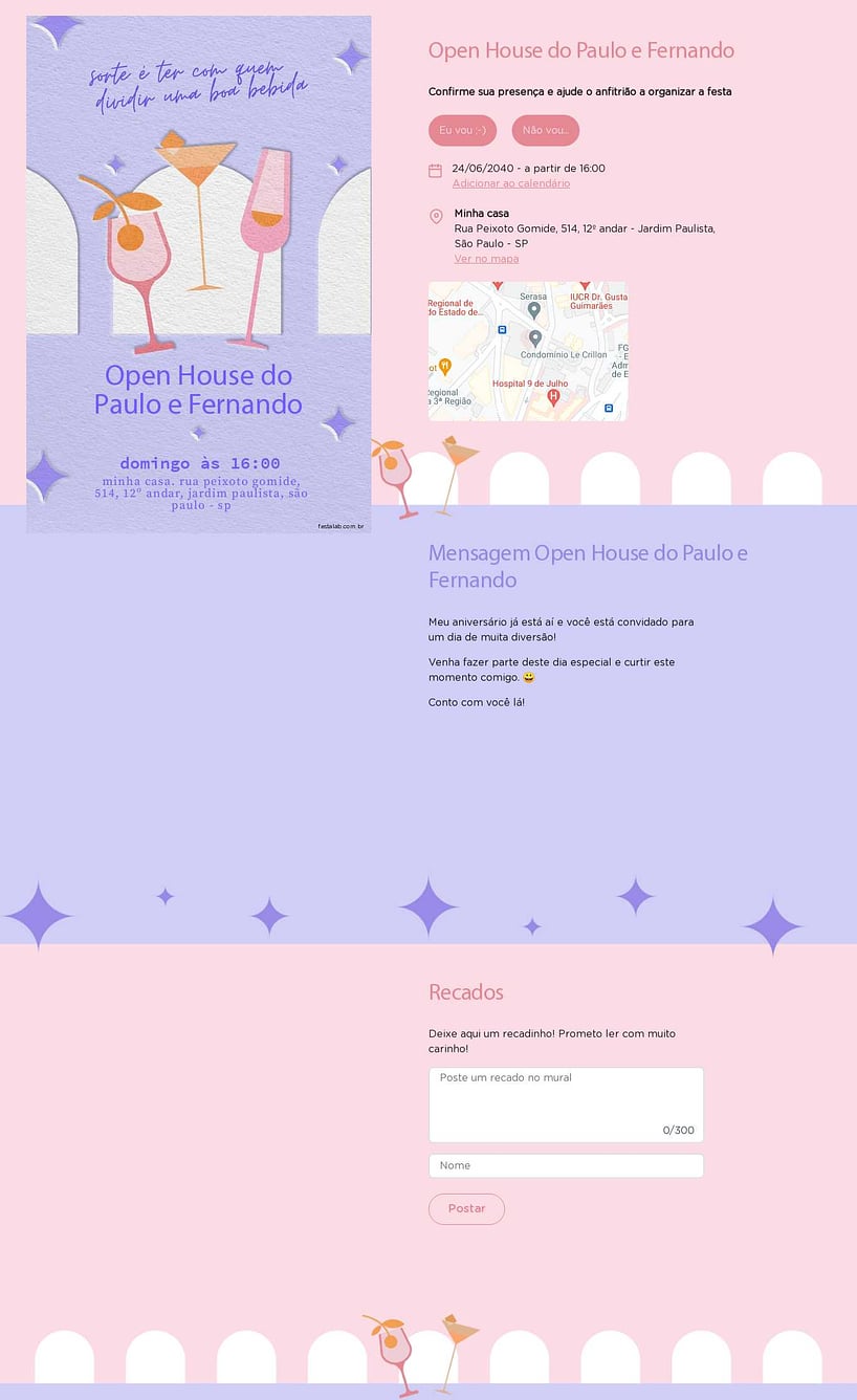 Convite Online Ocasiões especiais - Dia do drink roxo | FestaLab