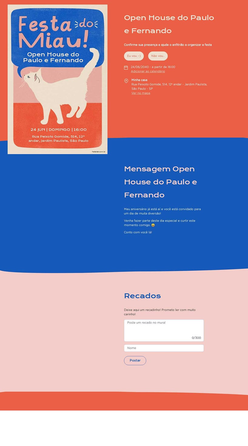 Convite Online Ocasiões especiais - Festa do Miau | FestaLab