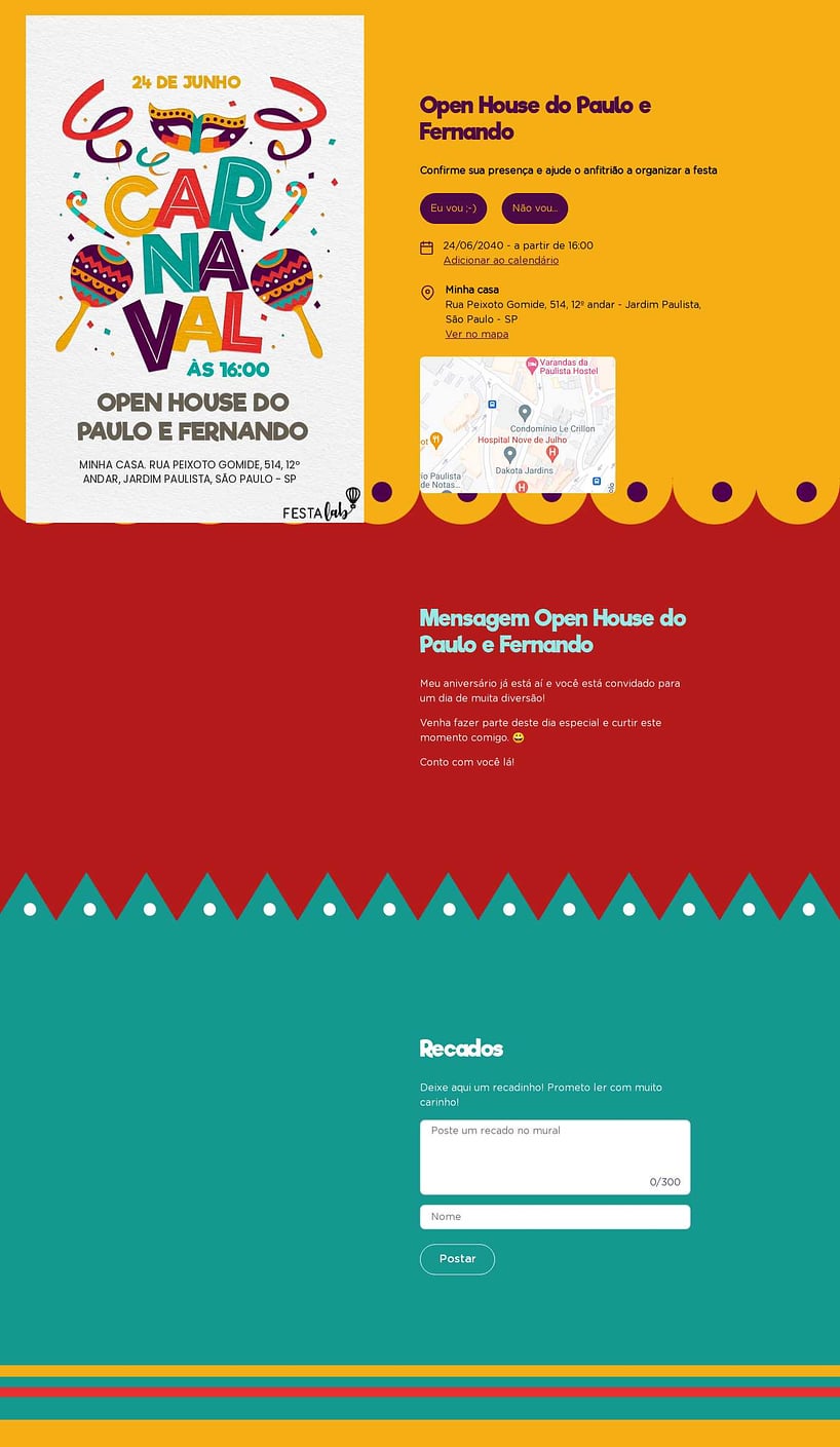 Convite Online Ocasiões especiais - Folia no carnaval | FestaLab